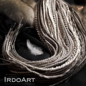 Silver-Gray & White Synthetic Dreads